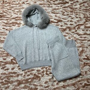 Two To Five Knit Lounge Set – Hoodie & Jogger Pants (Removable Fur Trim)